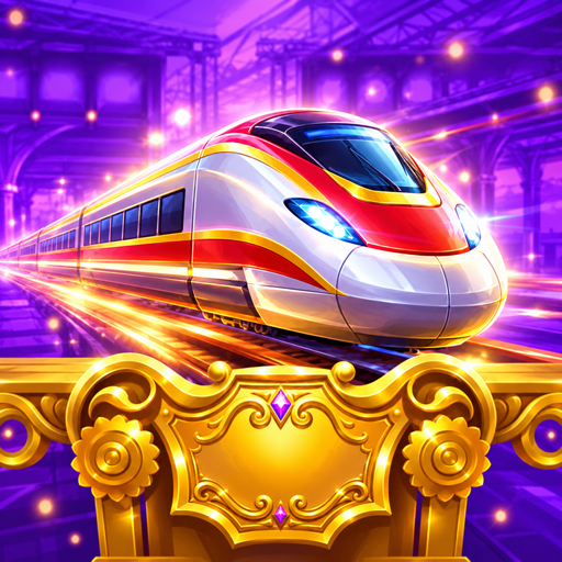 Speed Evolution app icon: a high-speed train on a golden museum plinth